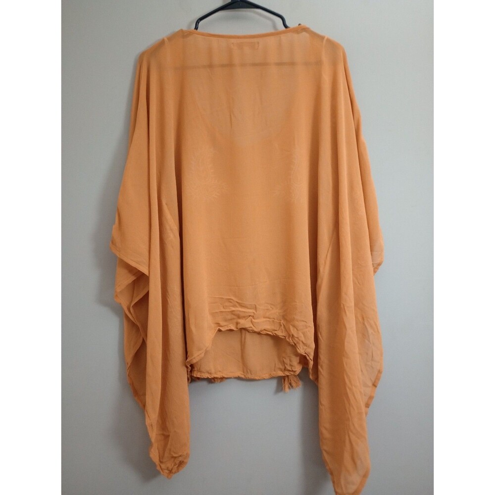 World Market Mustard Color Semi Sheer Embroidered Blouse Size Small/Medium - Picture 2 of 10
